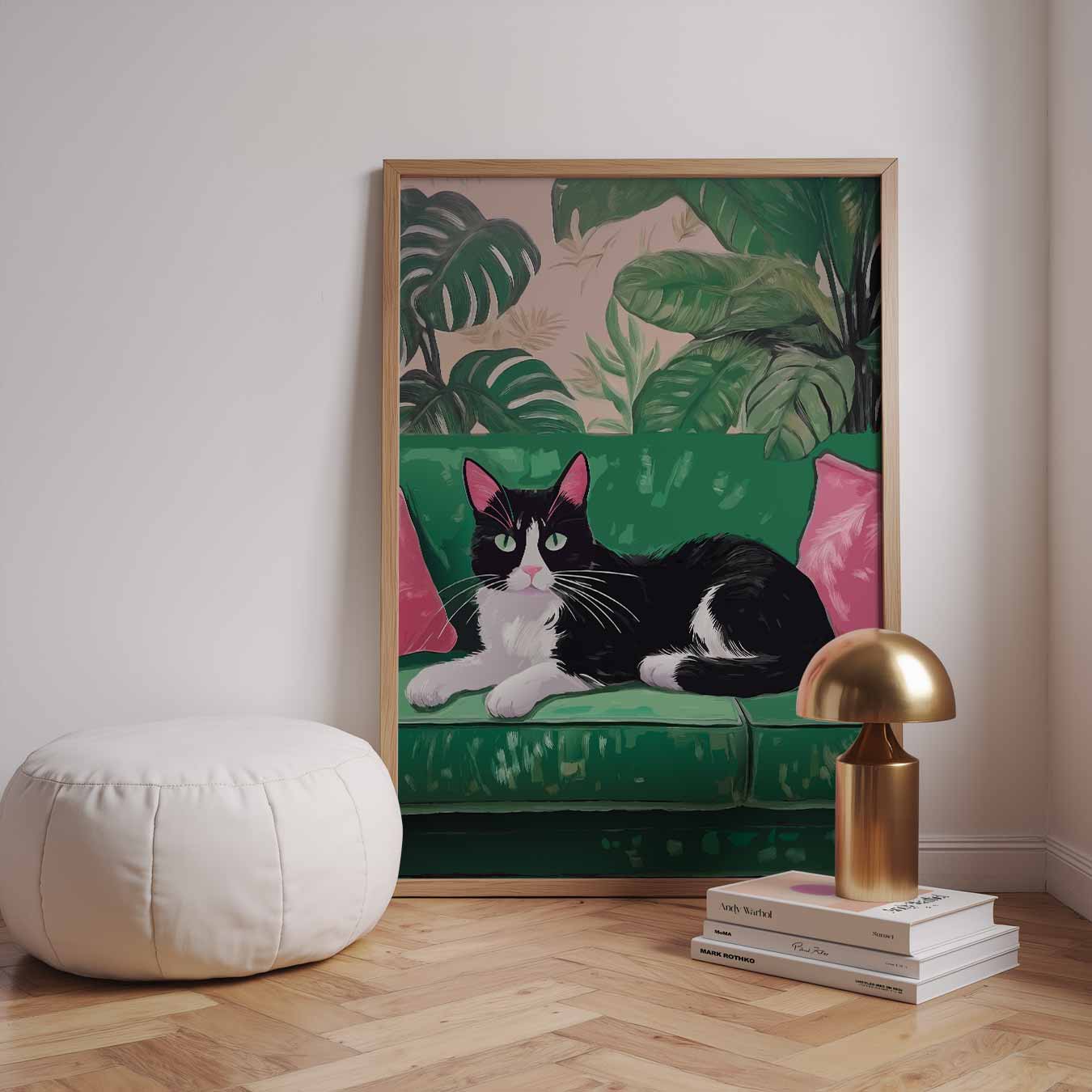 Cozy Cat in Jungle Chill Poster-WallArtistic