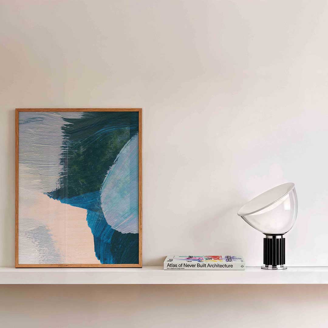 Abstracte blauwe penseelstreken Poster