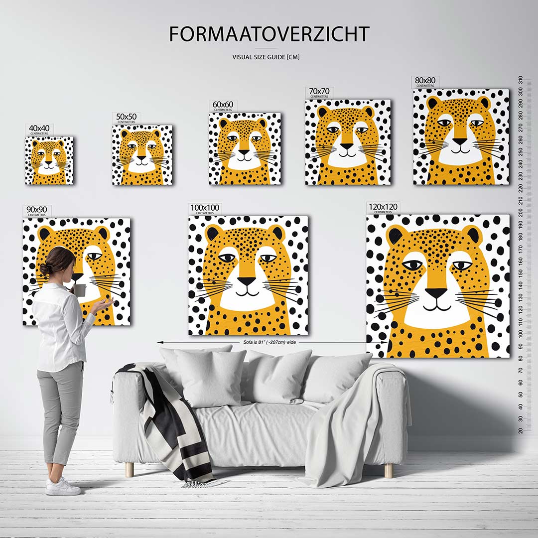 Grafische luipaard illustratie Kunstwerk