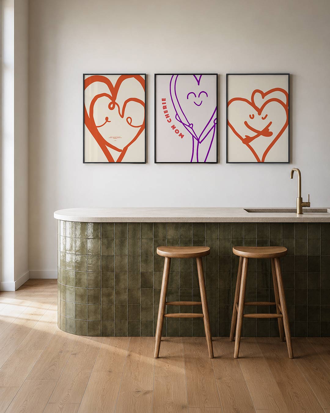 Lijnenspel hart Posterset