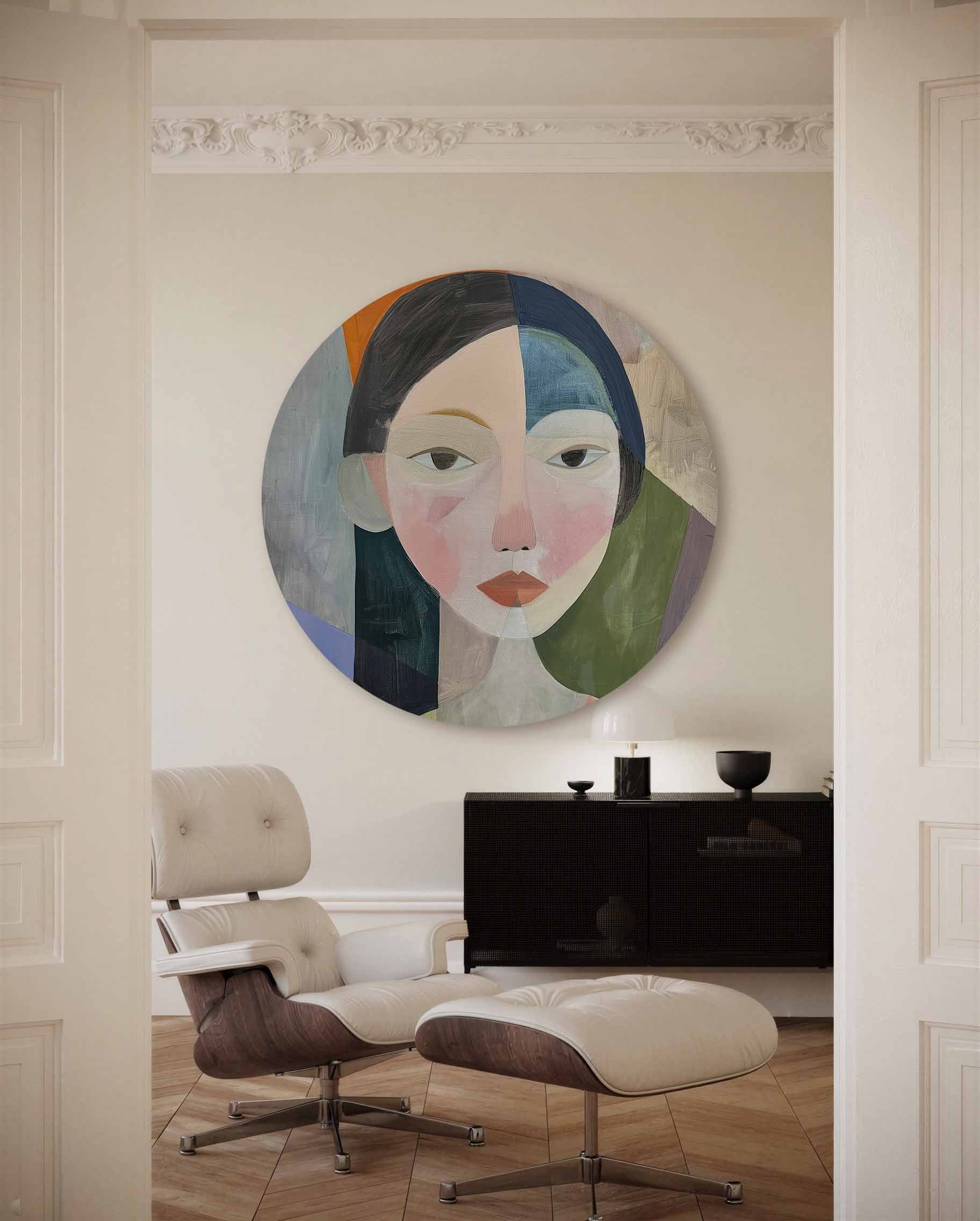 Portret met geometrische vormen Muurcirkel