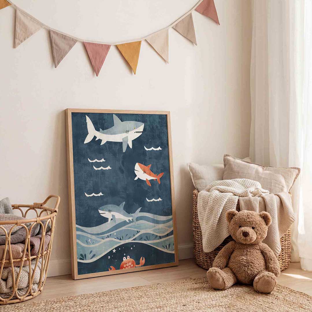 Haaien en krab Poster