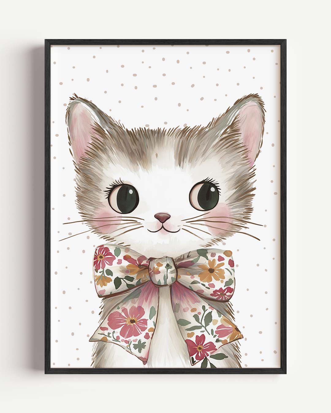 Schattige Kitten Poster met Bloemenstrik Poster-WallArtistic