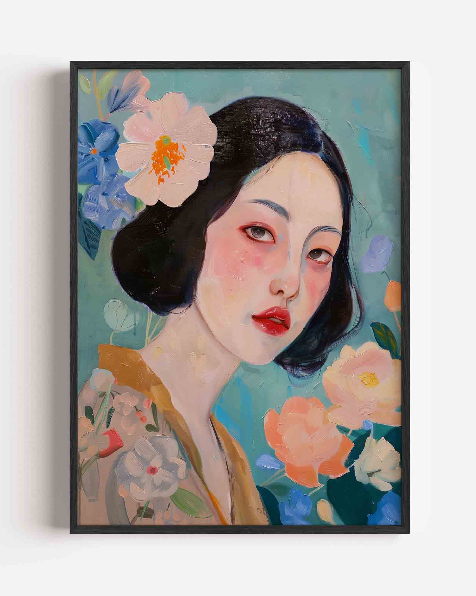 Vrouw met bloemen Poster