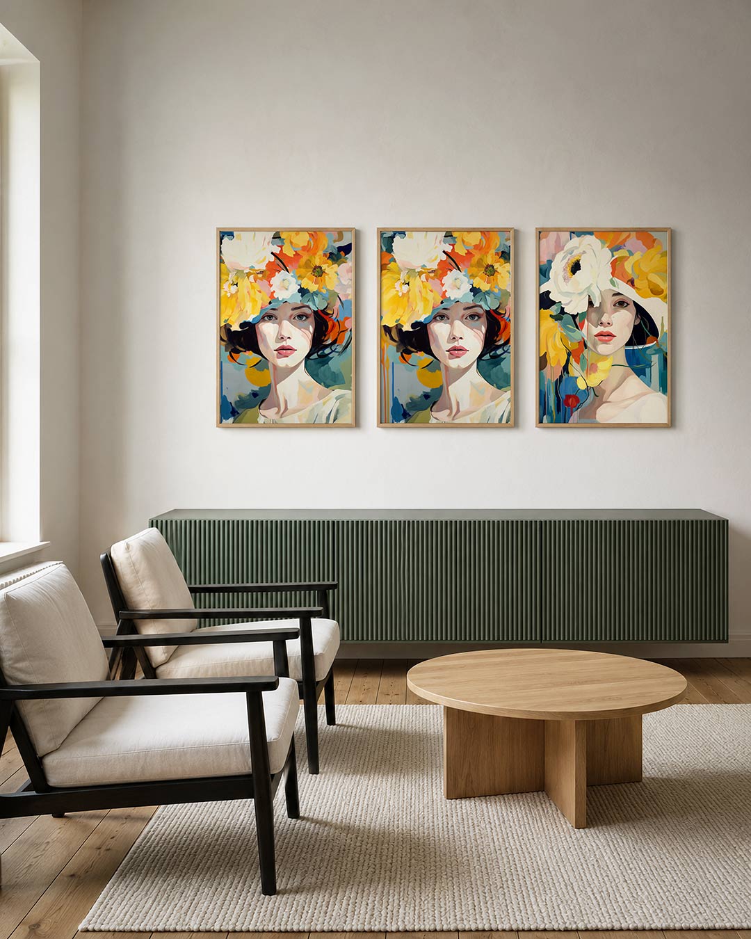 Bloemrijke portretkleuren Posterset