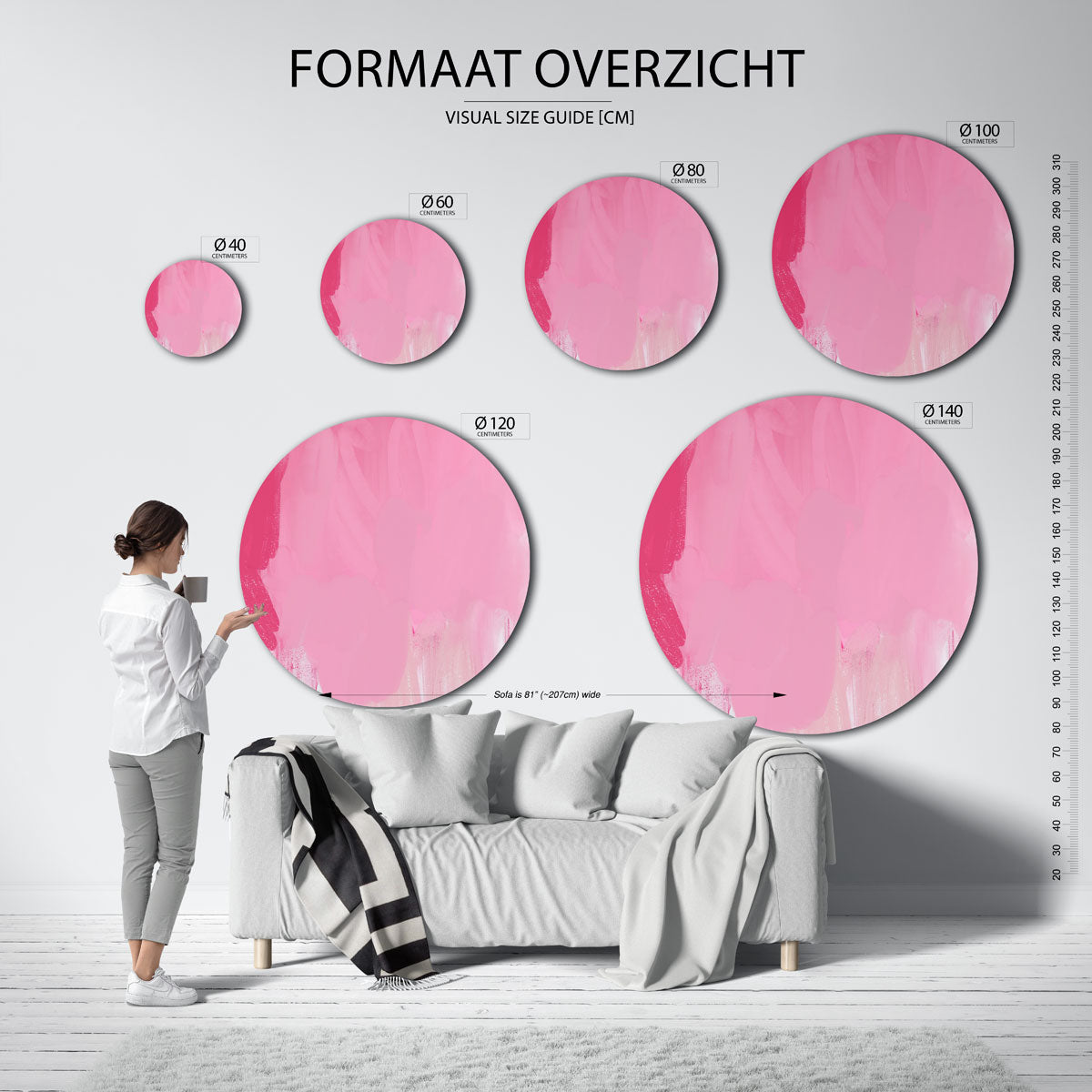 Roze tinten Muurcirkel