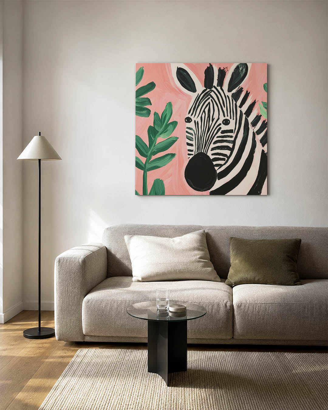 Zebra en bladeren Kunstwerk
