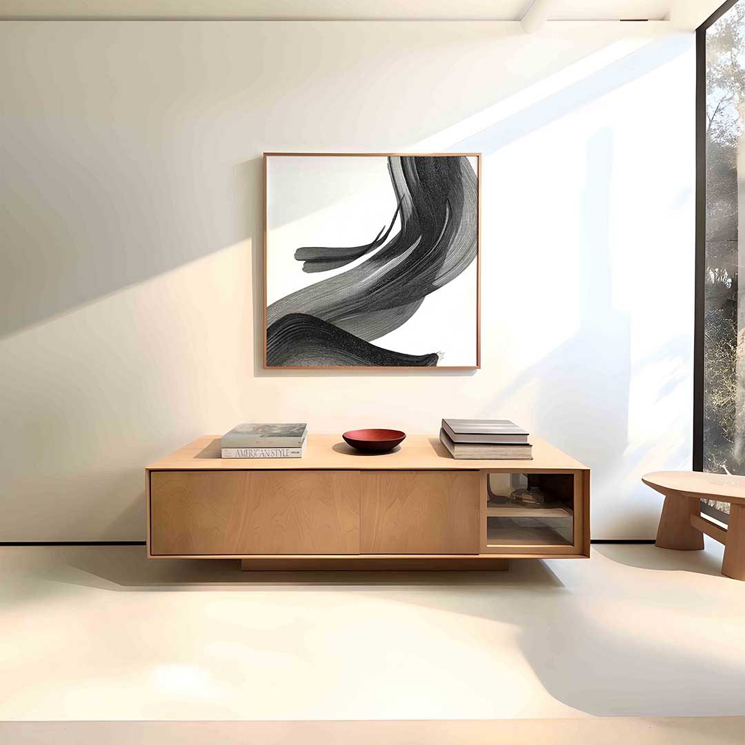 Abstracte zwarte penseelstreken Poster