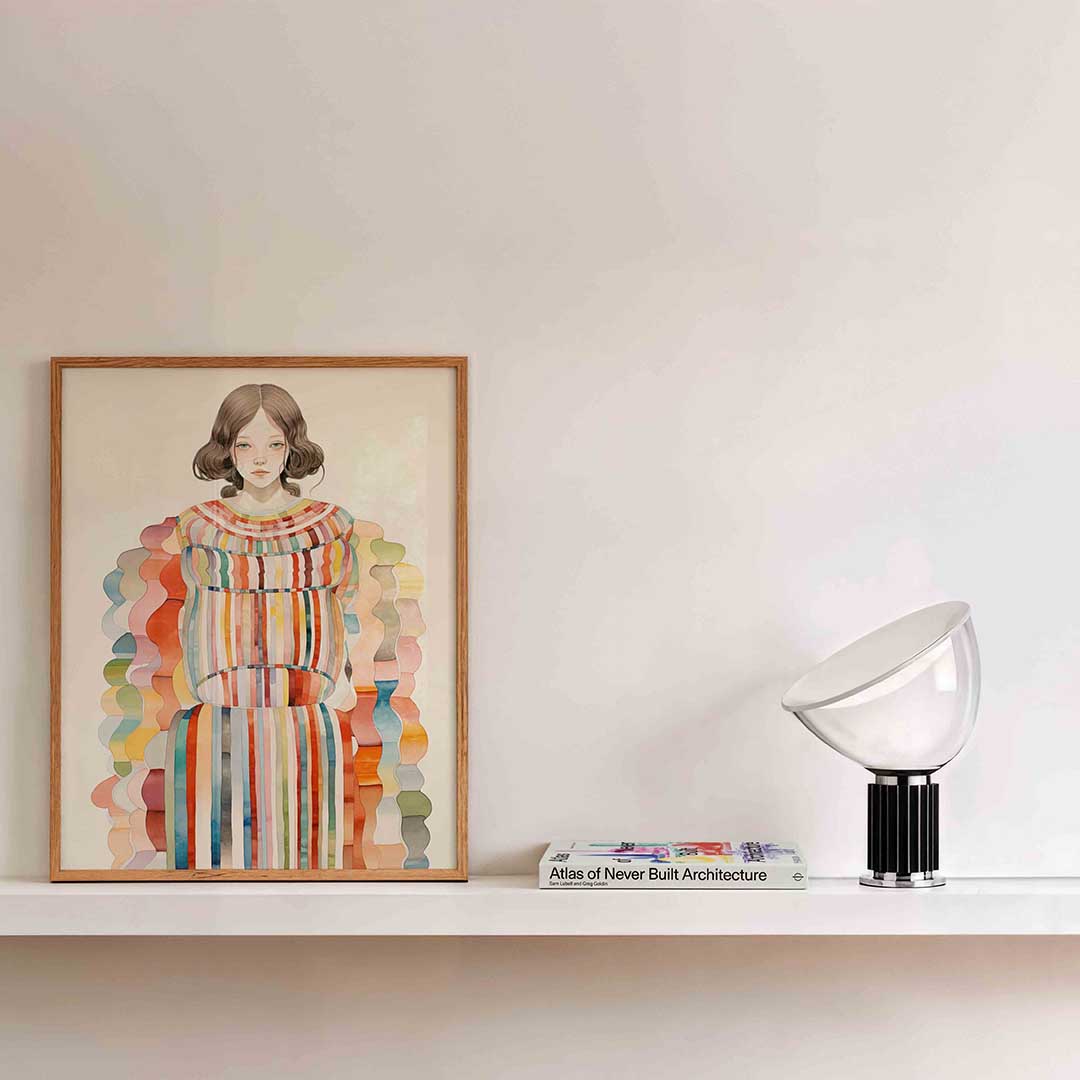 Vrouw met kleurrijke strepen Poster