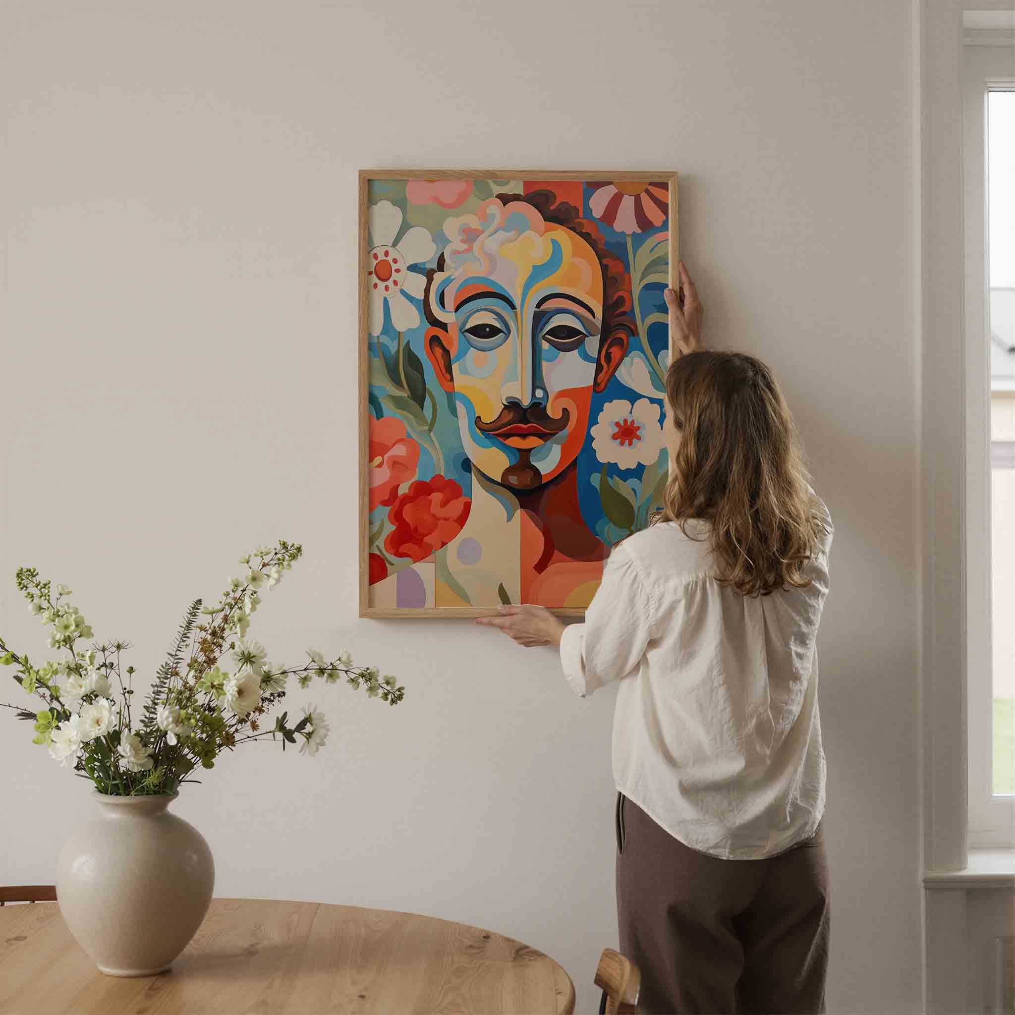 Gezicht met bloemen Poster