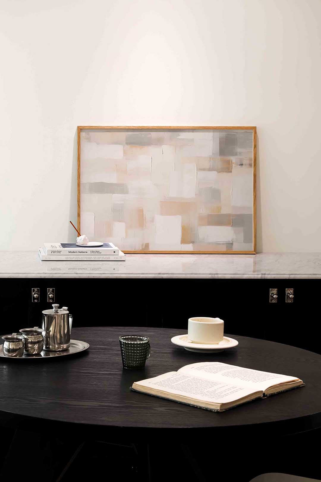 Abstracte beige en grijze vlakken Poster