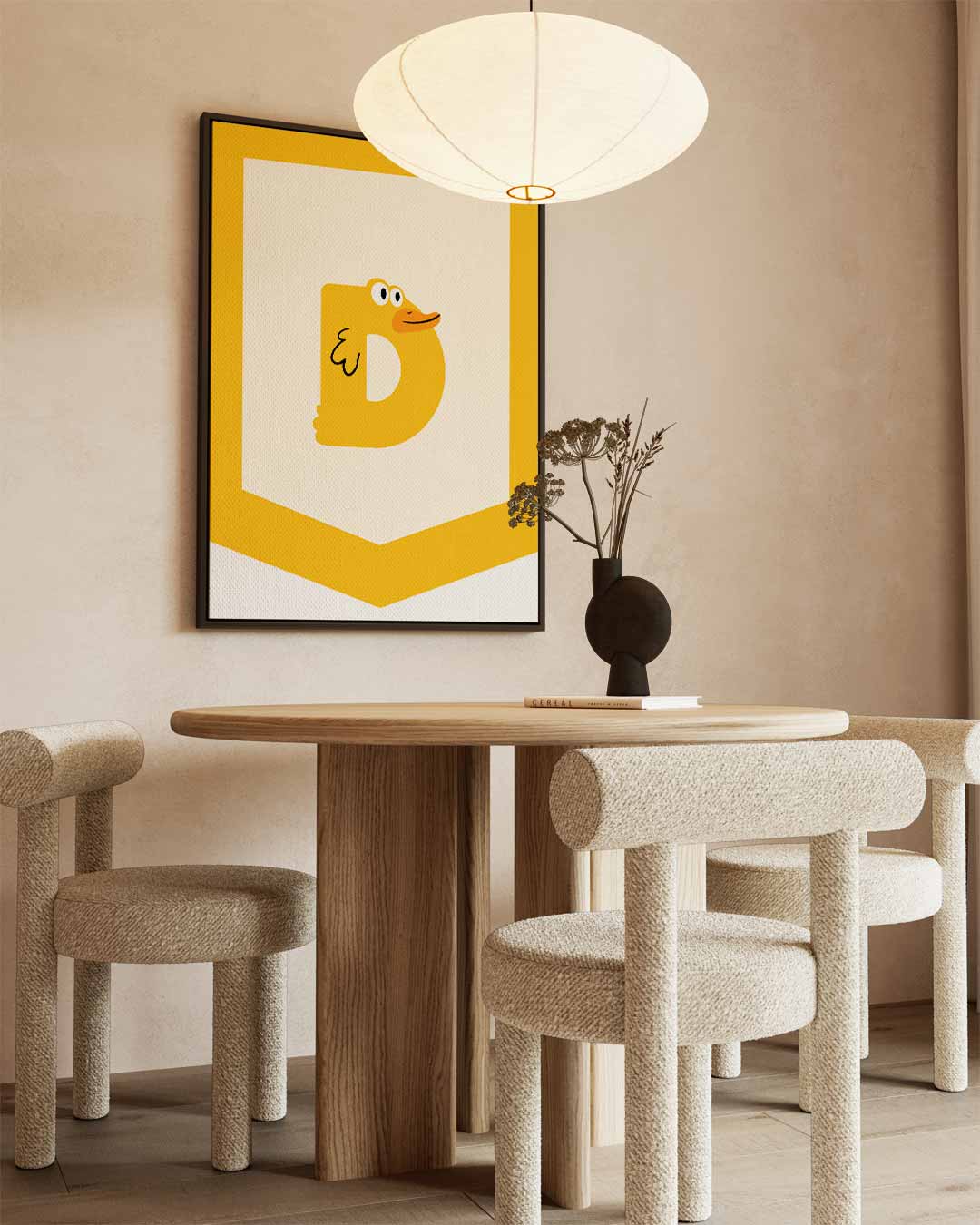 Speelse D-Eend Illustratie Kunstwerk-canvas-dibond-plexiglas-wanddecoratie-WallArtistic