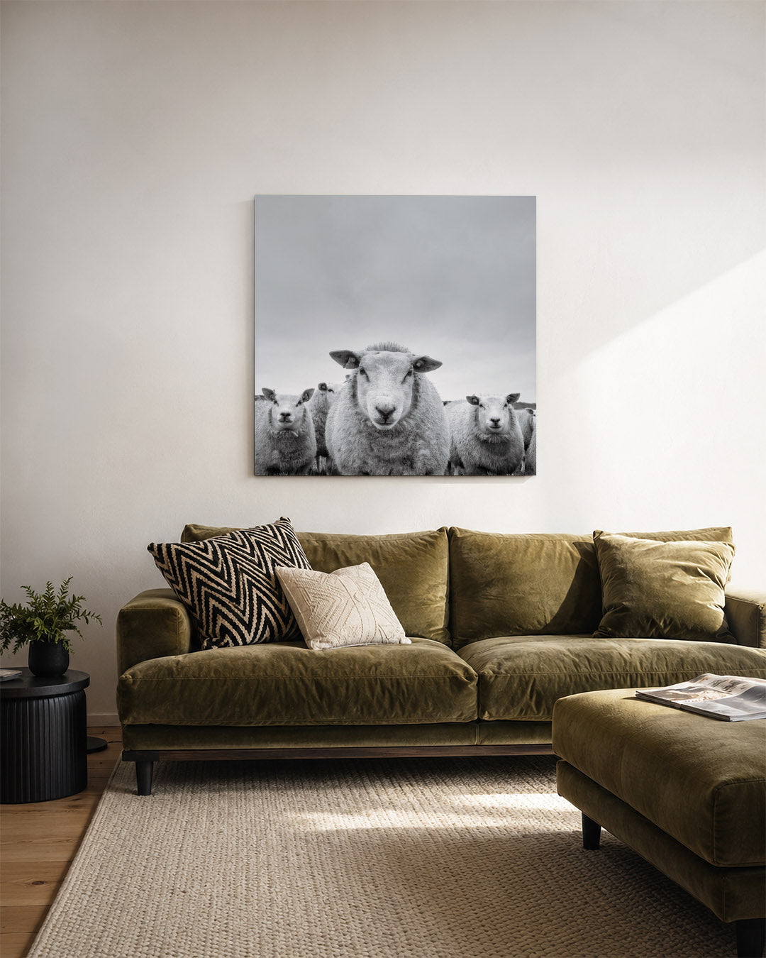 Schapenportret Kunstwerk