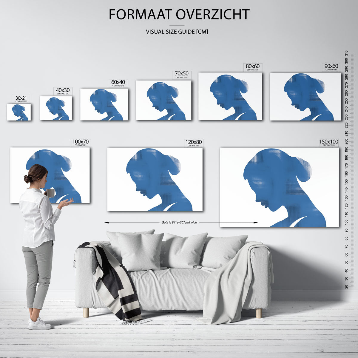 Blauw silhouet Poster