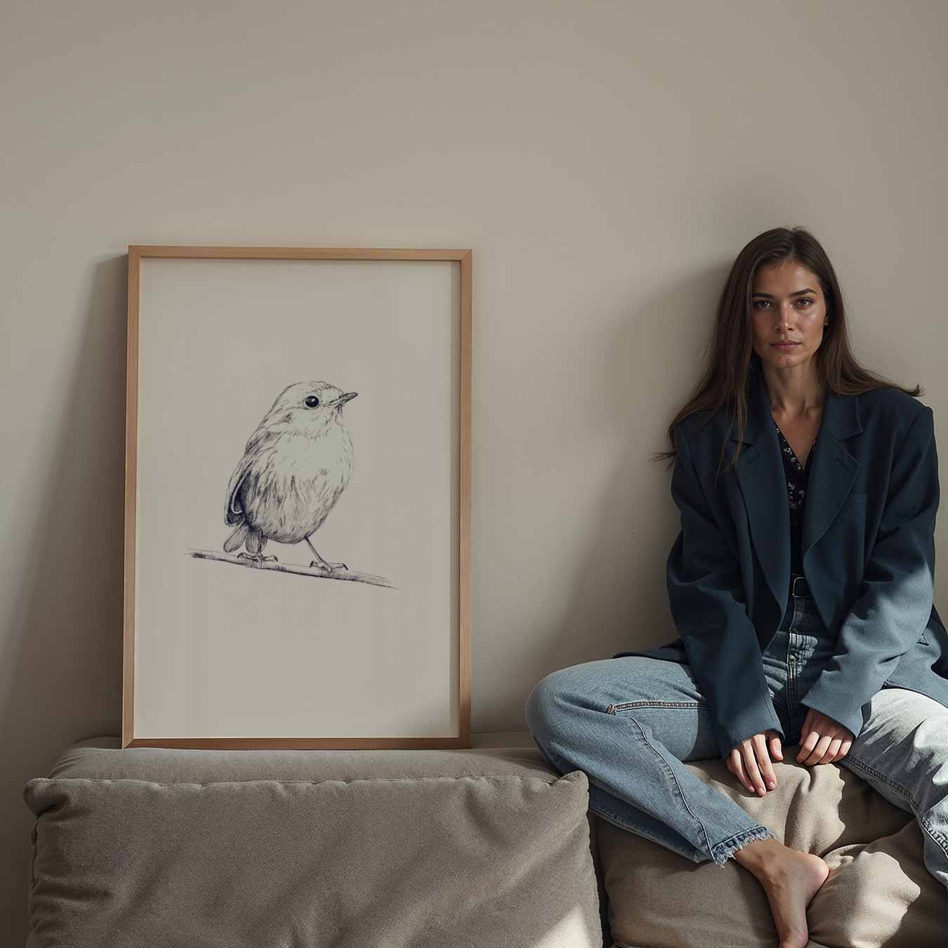 Schattige Vogel Illustratie Poster-WallArtistic