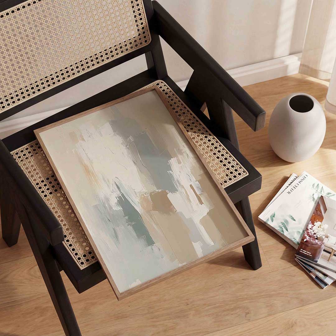 Abstracte beige en grijze Poster