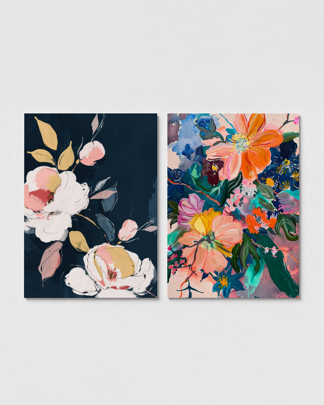 Bloemrijke kleurvlakken Posterset