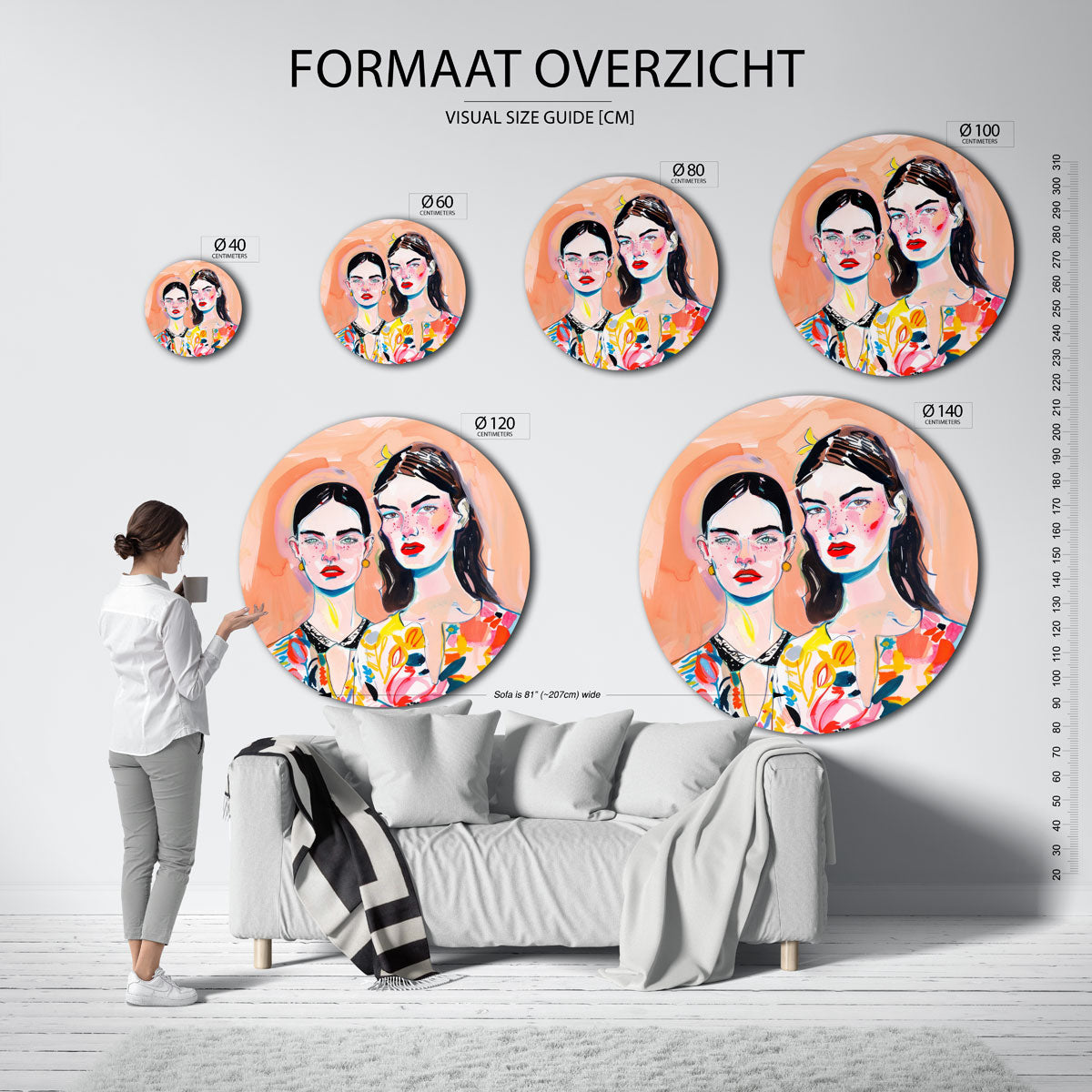 Twee vrouwen portret Muurcirkel