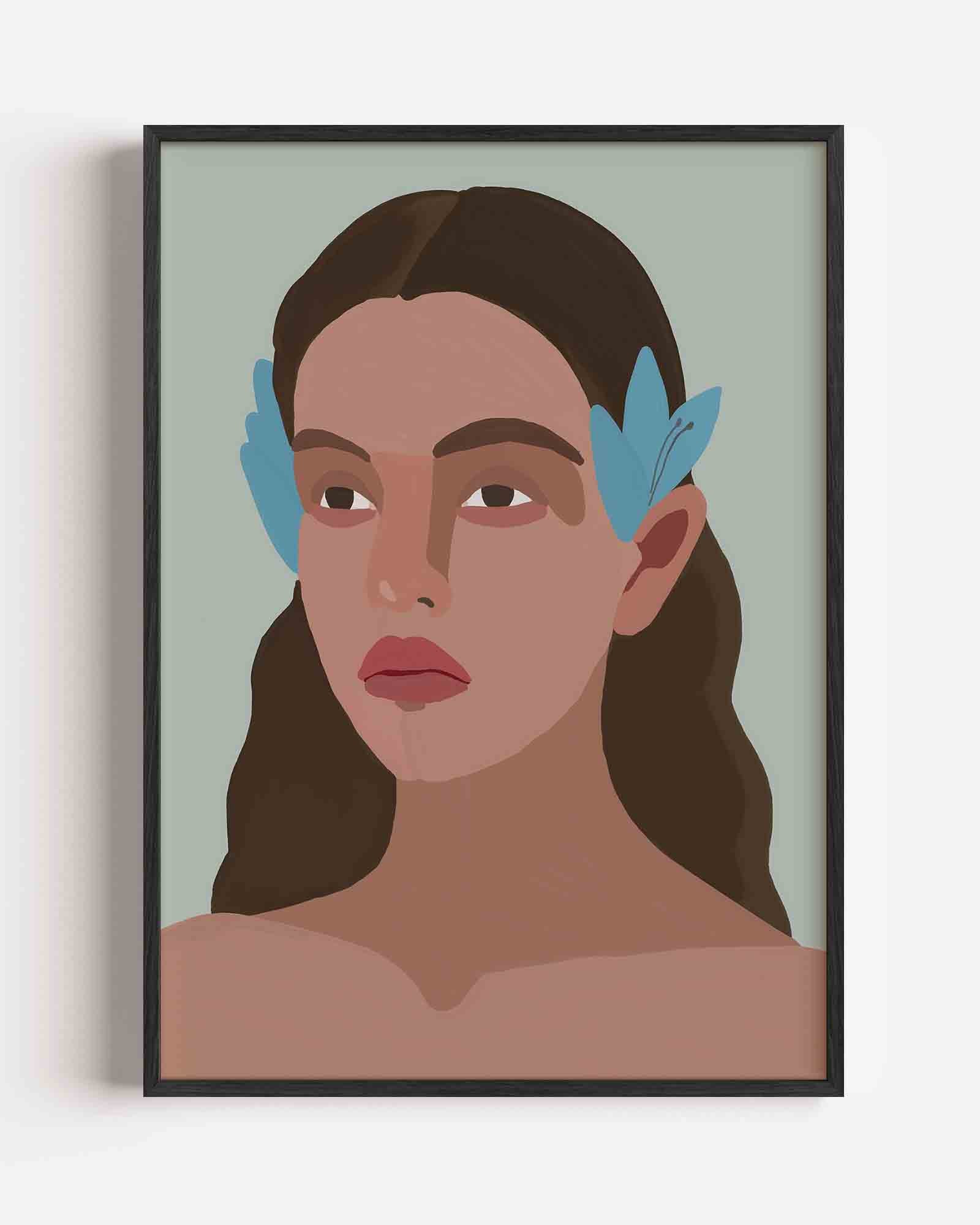 Vrouw met blauwe accenten Poster