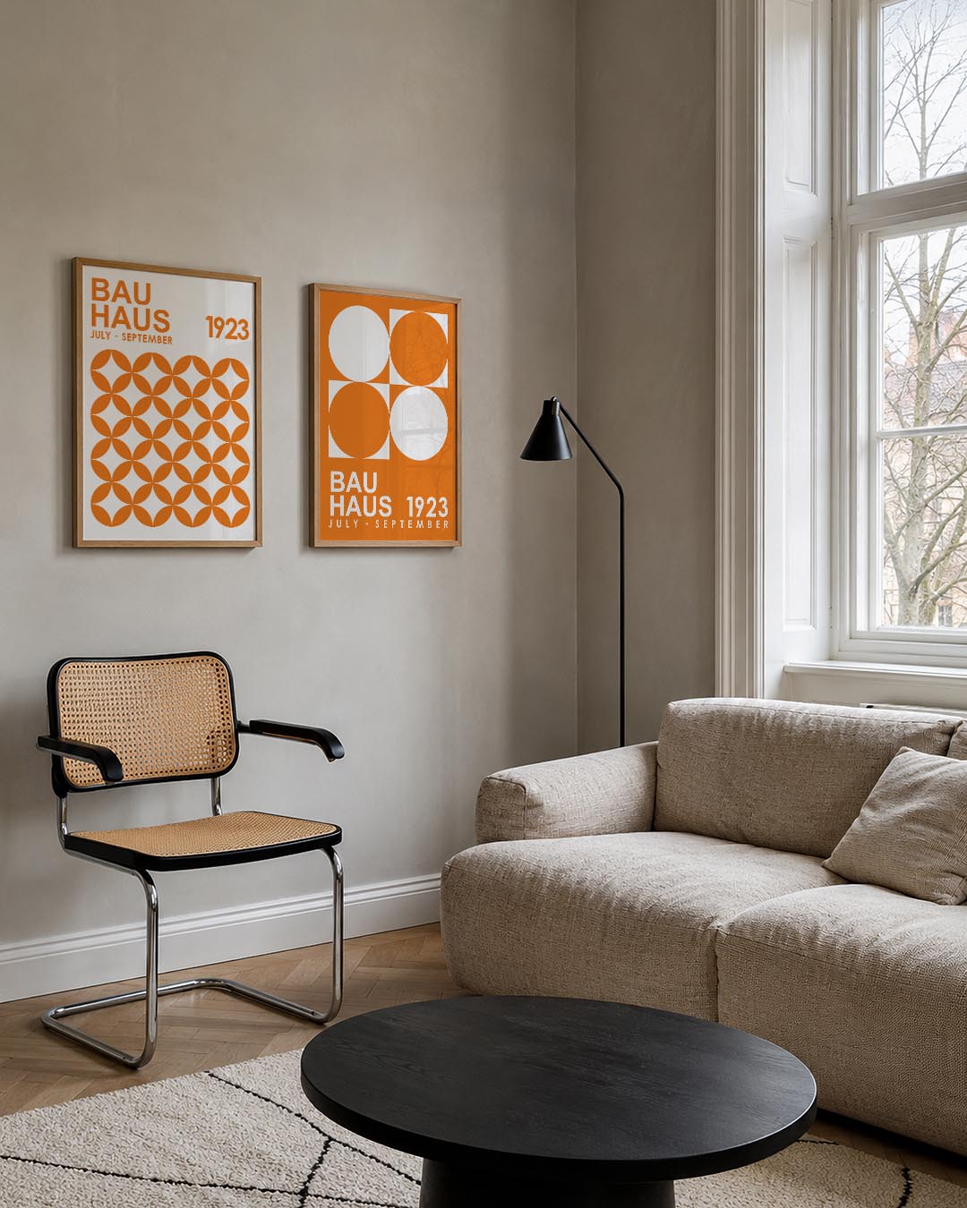 Oranje cirkelpatroon Posterset