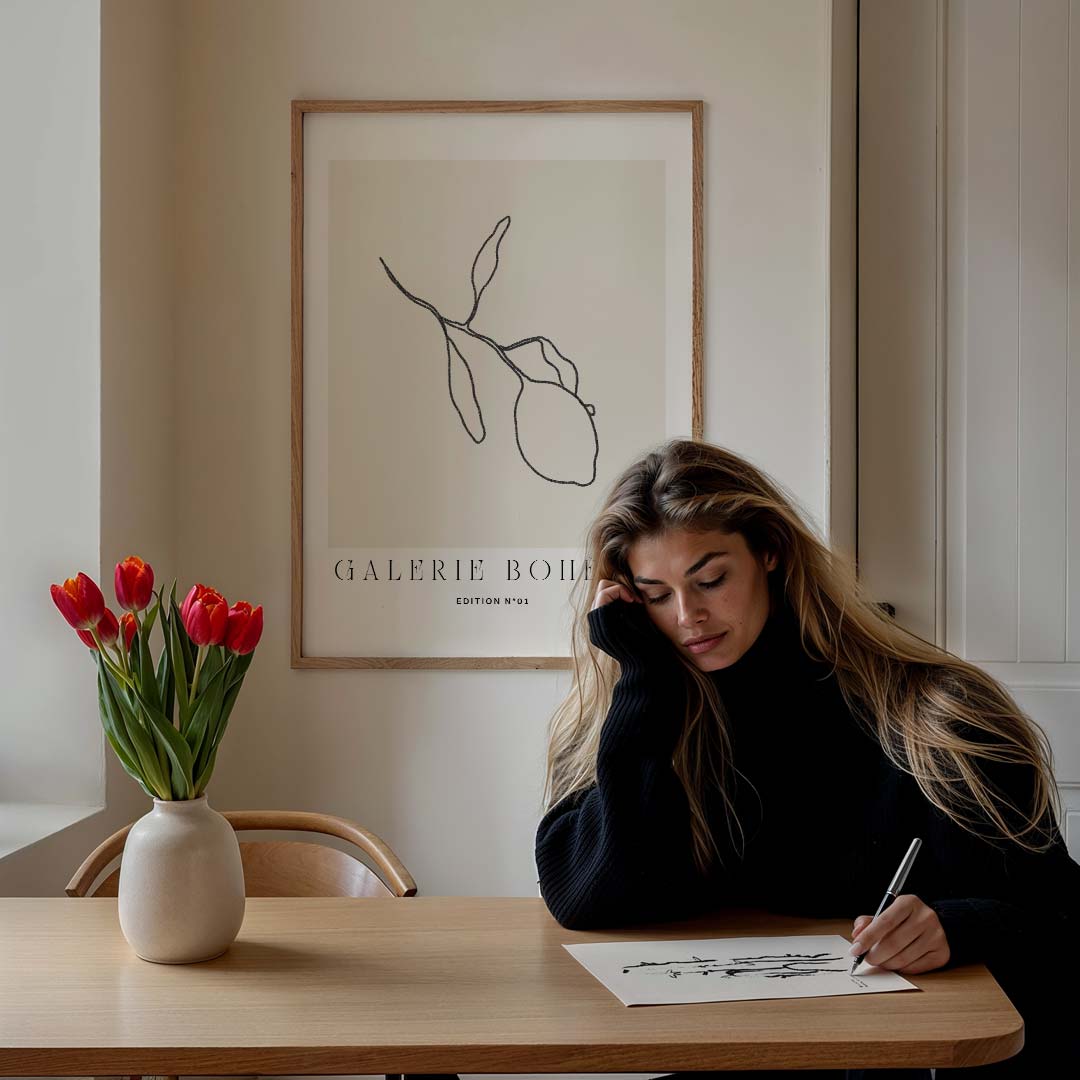 Moderne Lijntekening Citroen Poster-WallArtistic