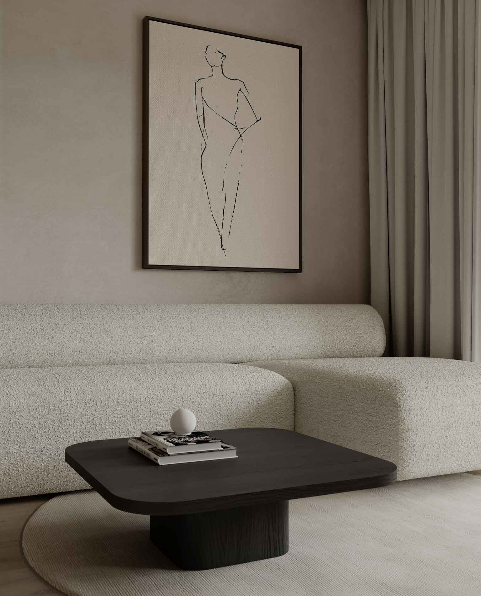 Elegante Lijntekening van een Vrouw Kunstwerk-canvas-dibond-plexiglas-wanddecoratie-WallArtistic