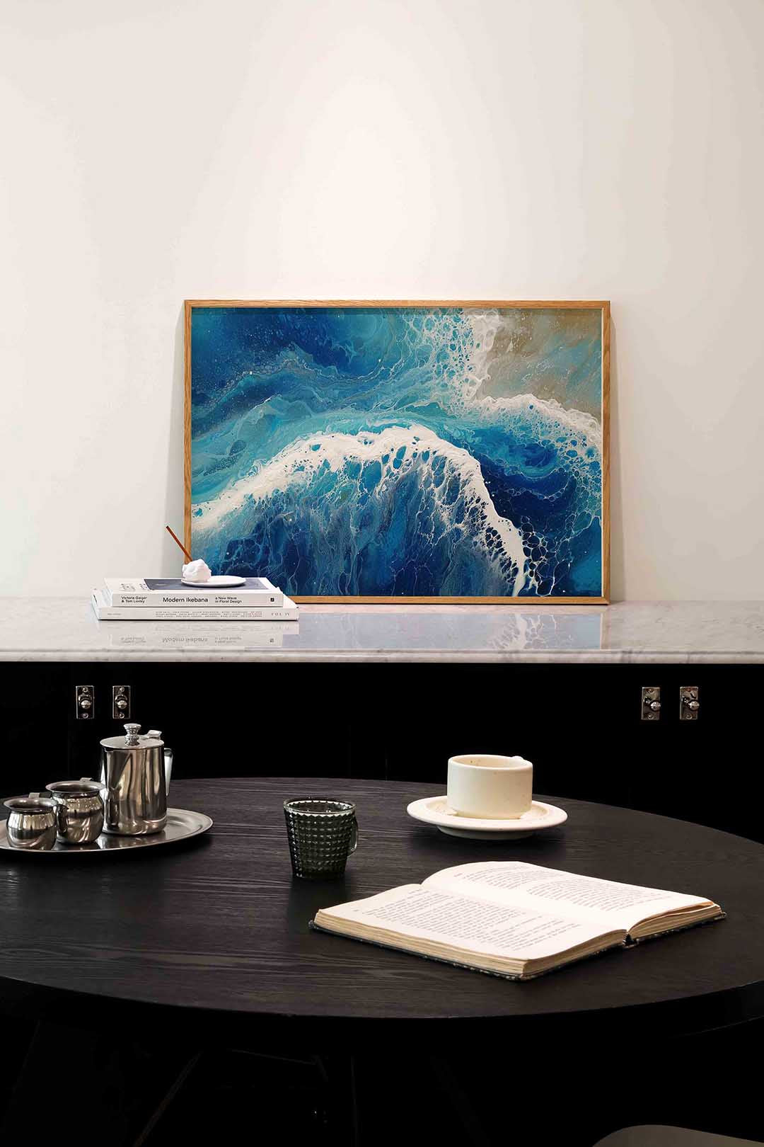 Golvende blauwe zee Poster