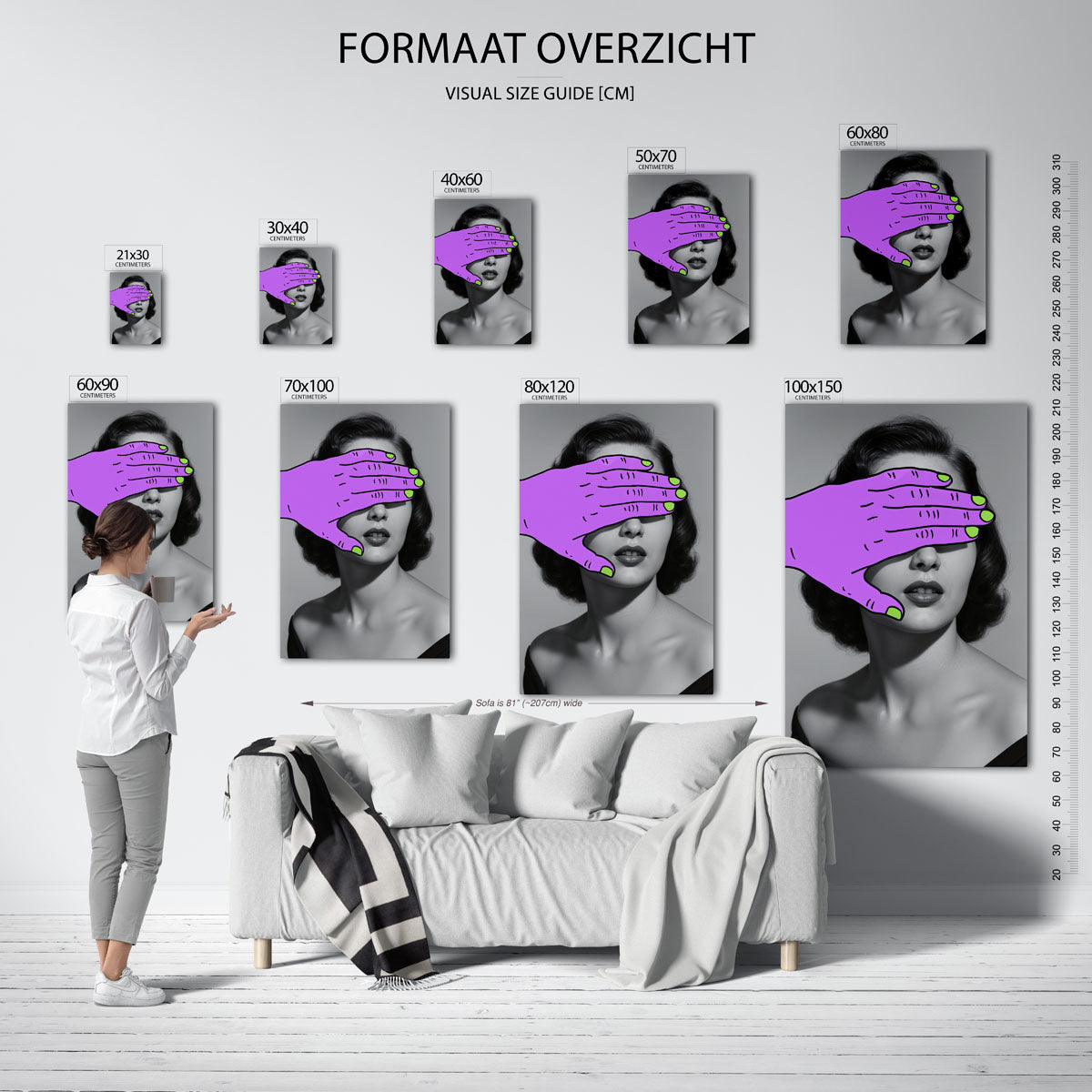 Paarse hand over gezicht Poster
