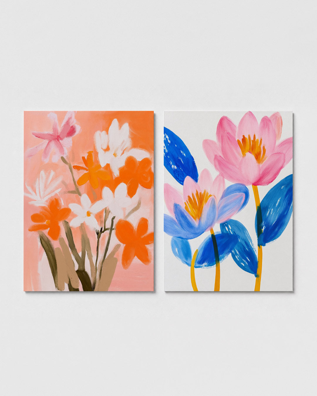 Bloemrijke kleurvlakken Posterset