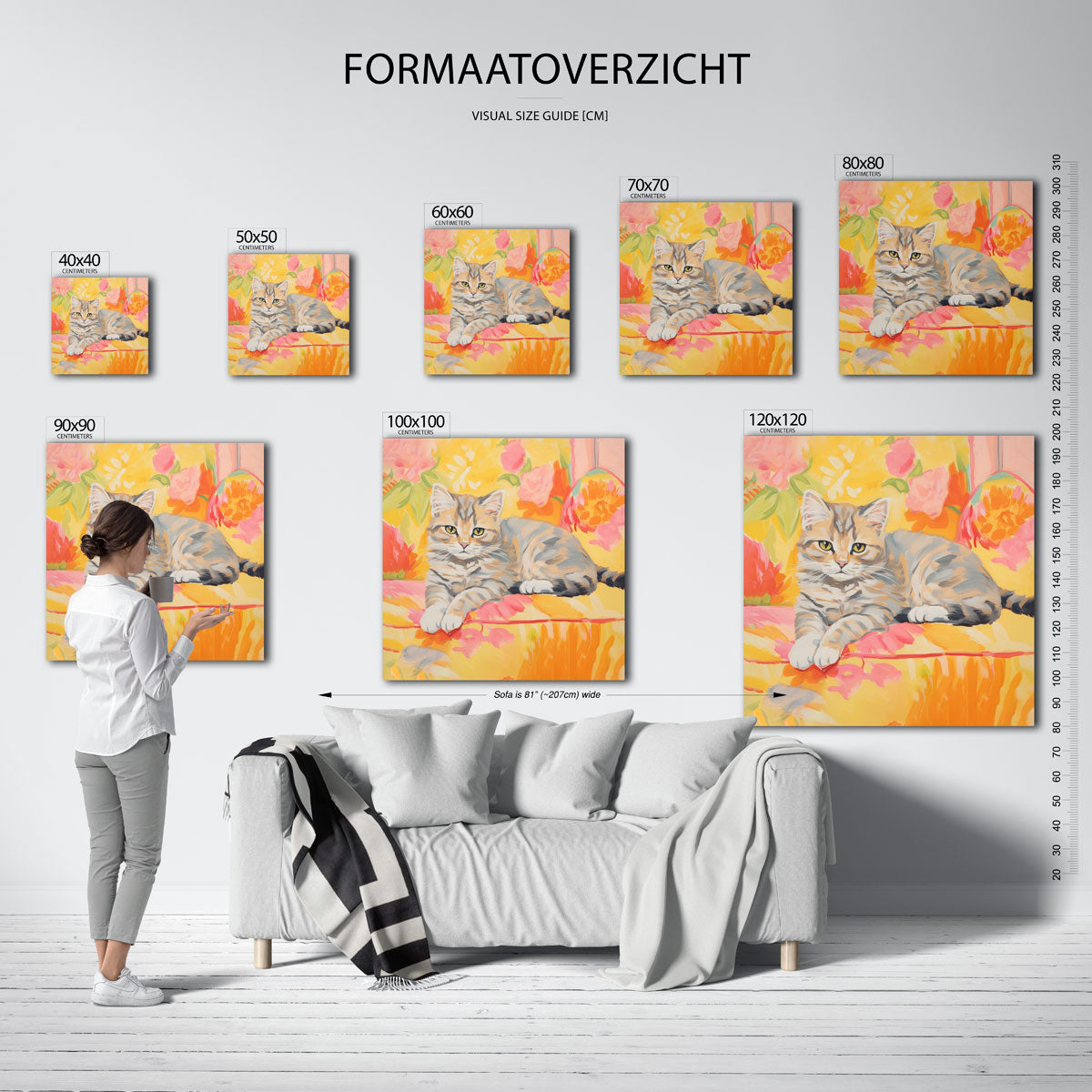Kat met bloemen Poster