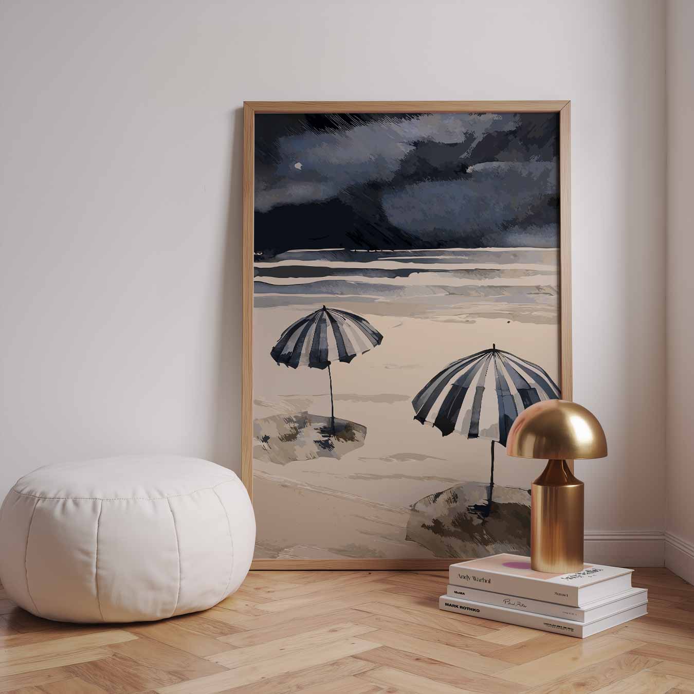 Strandparaplu's in de Schemering Poster-WallArtistic