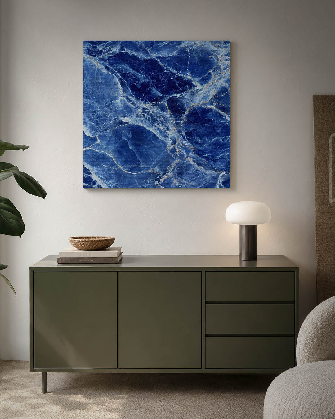 Blauwe marmerstructuur Kunstwerk