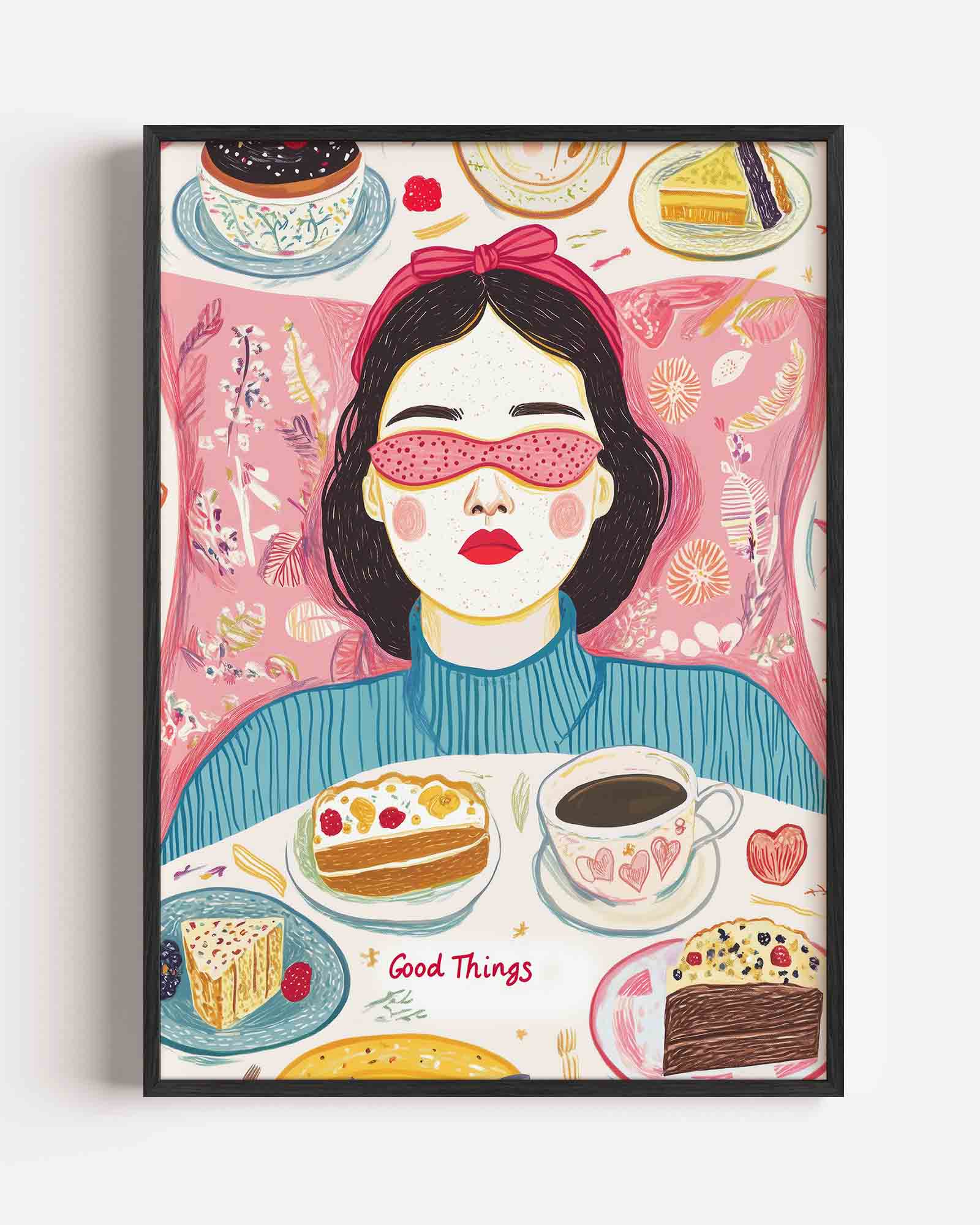 Vrouw met desserts Poster