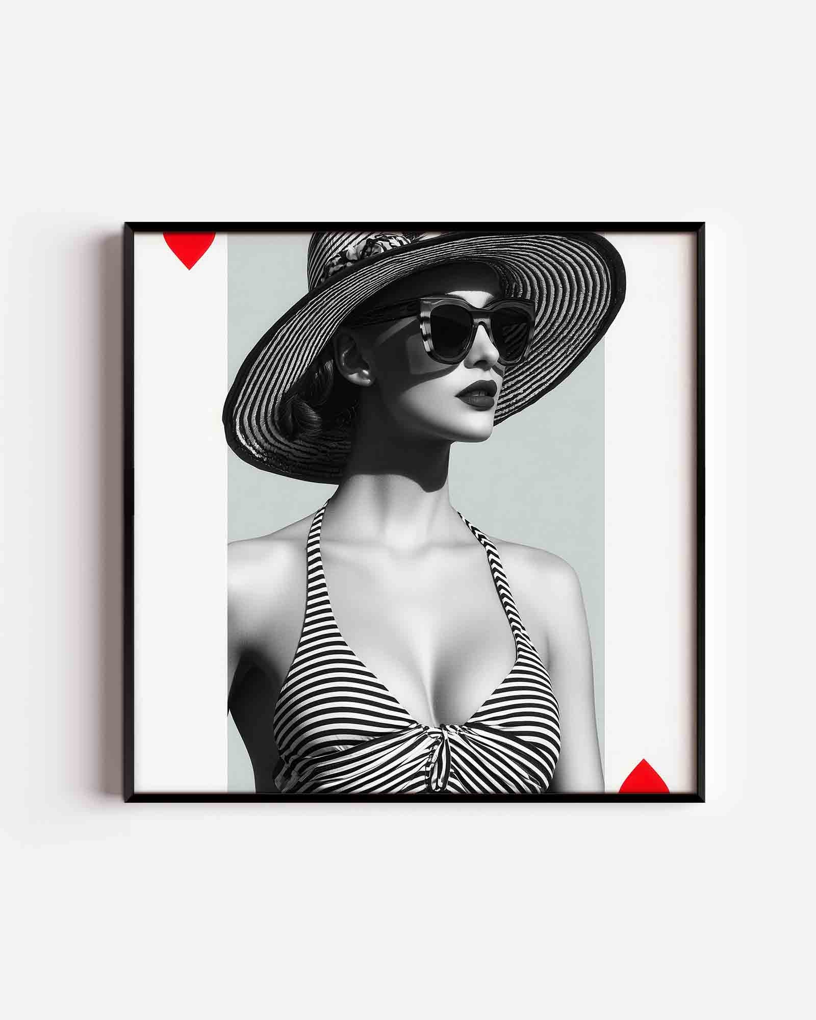 Vrouw met hoed en zonnebril Poster