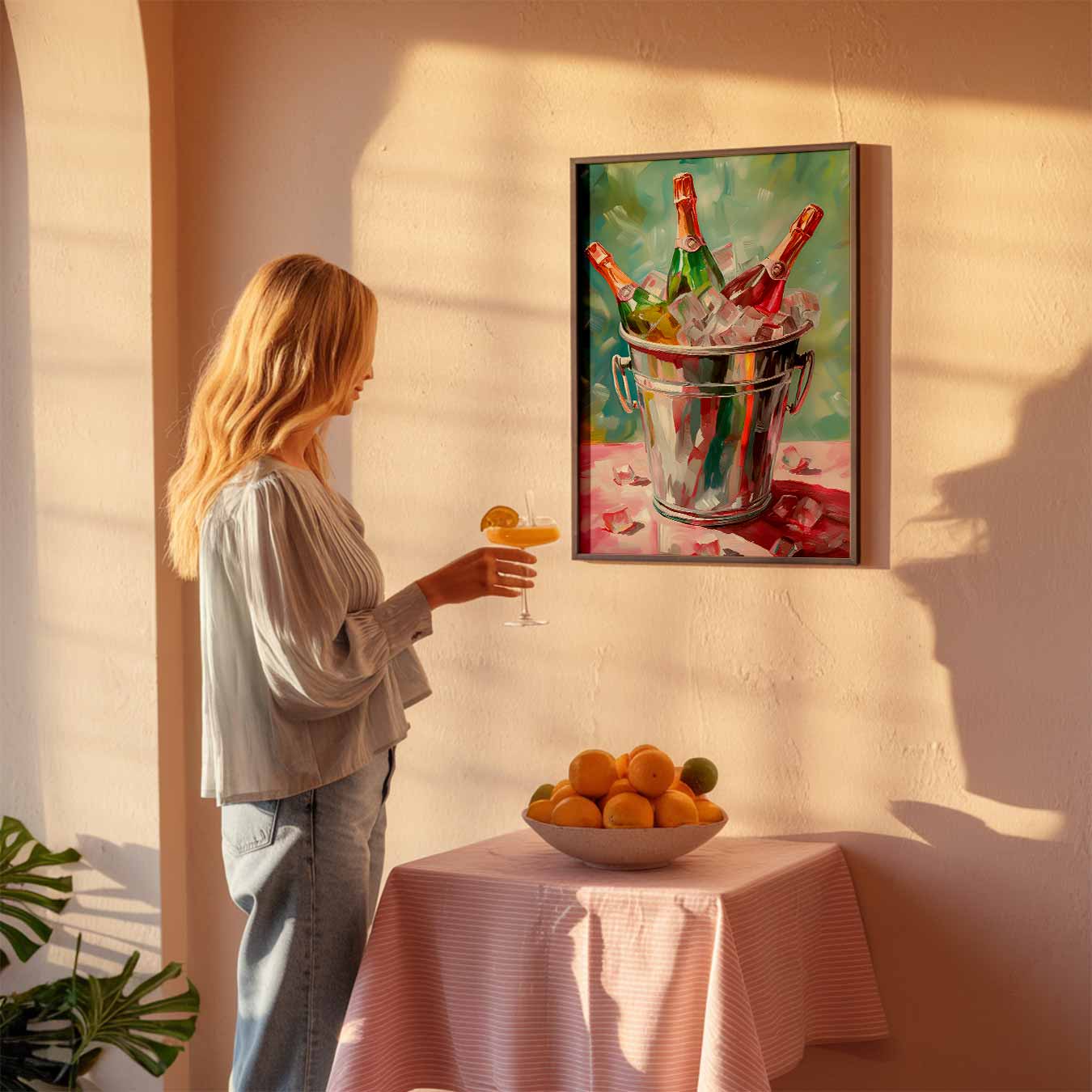 Feestelijke Champagne Poster-WallArtistic