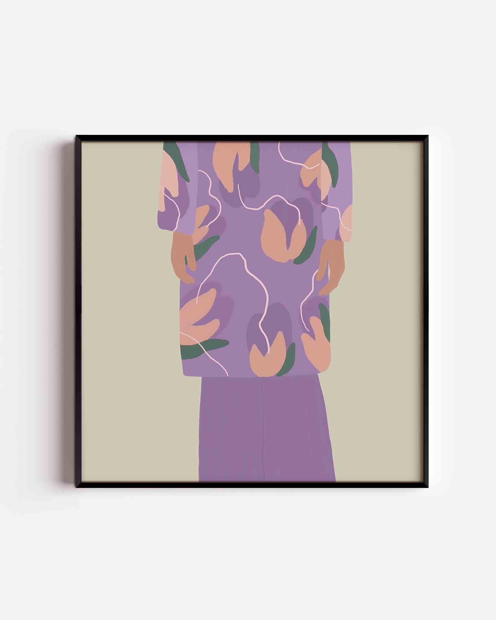 Figuur met bloemenpatroon Poster