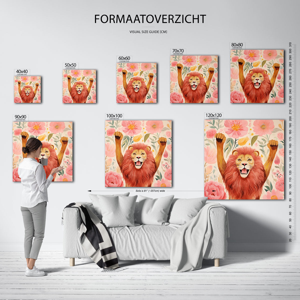 Leeuw met bloemen Poster