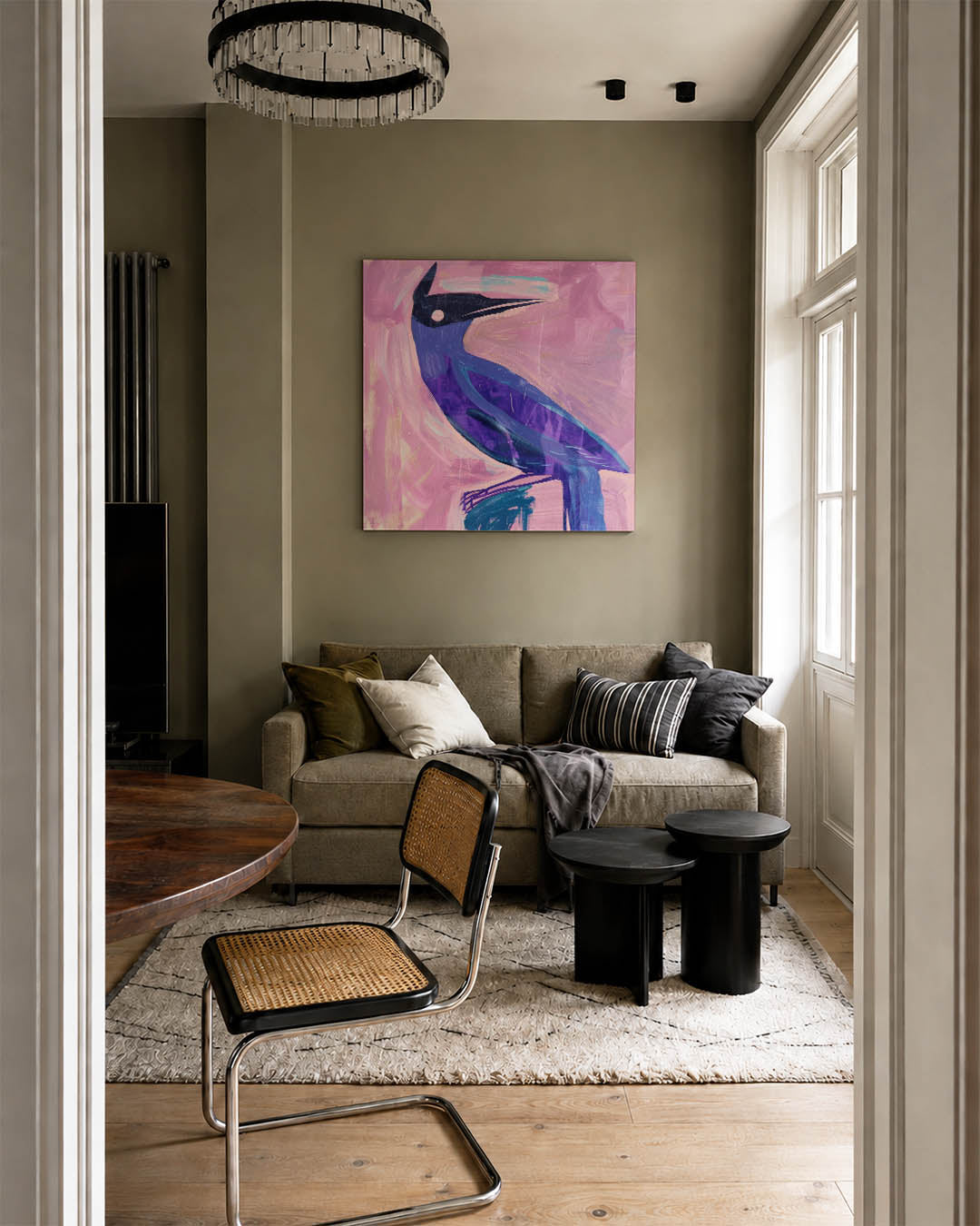 Vogelsilhouet in kleuren Kunstwerk