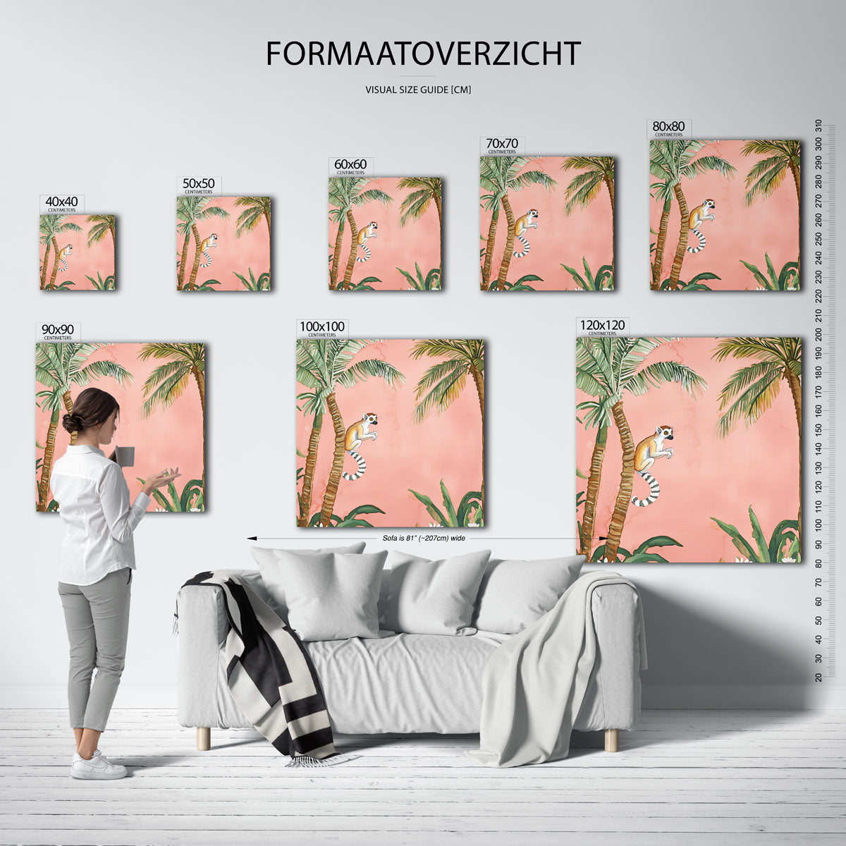Lemur en palmbomen Poster