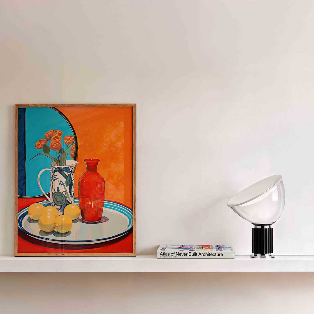 Stilleven met bloemen en fruit Poster