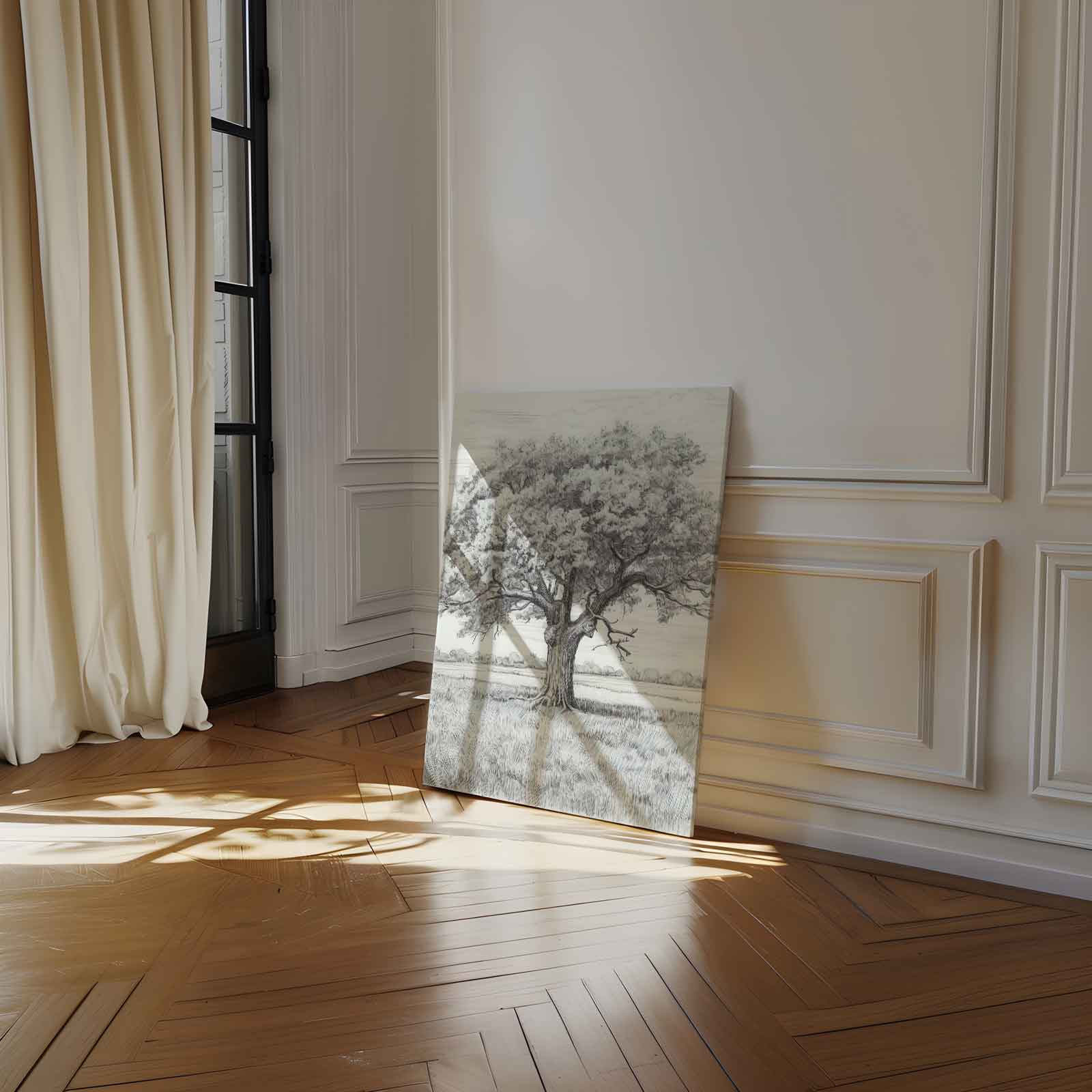 Magische Eikenboom Schets Kunstwerk-canvas-dibond-plexiglas-wanddecoratie-WallArtistic