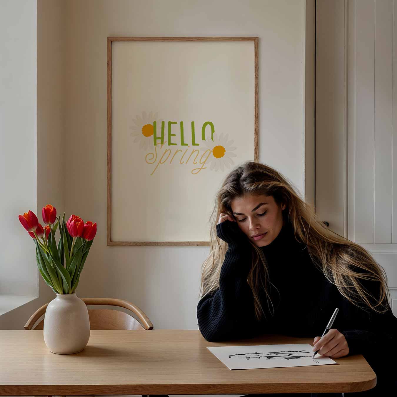 Hallo Lente Bloemenposter-WallArtistic