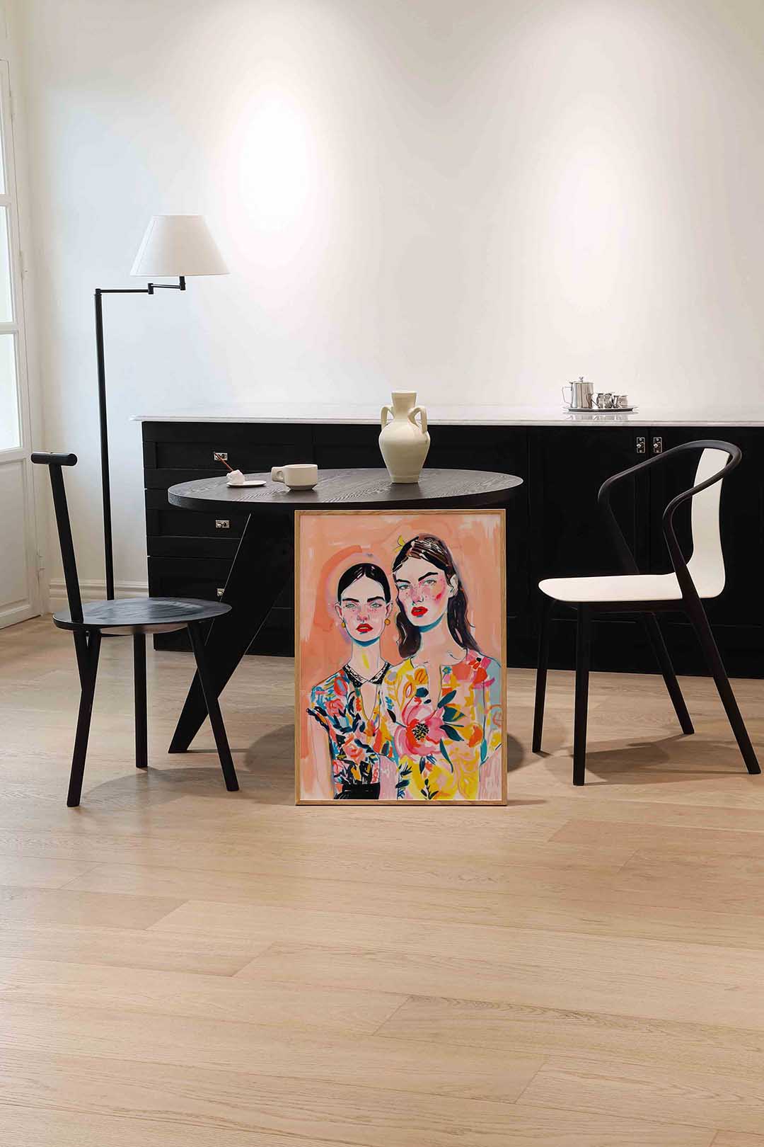 Twee vrouwen met bloemen Poster