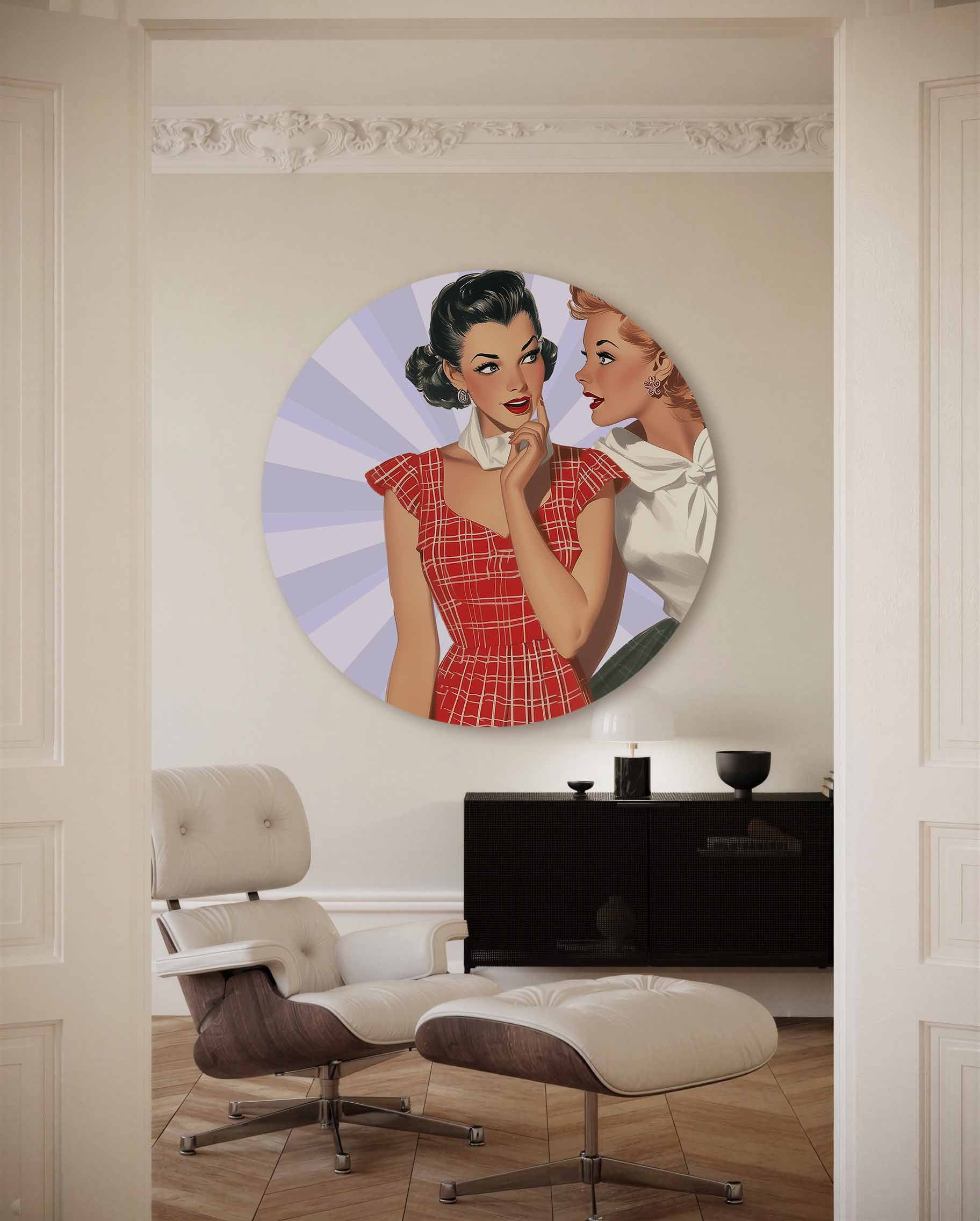 Vrouwen in retro stijl Muurcirkel