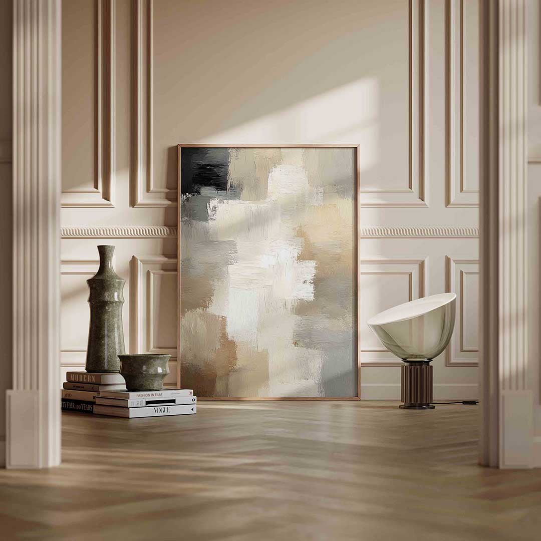 Abstracte beige en grijze vlakken Poster