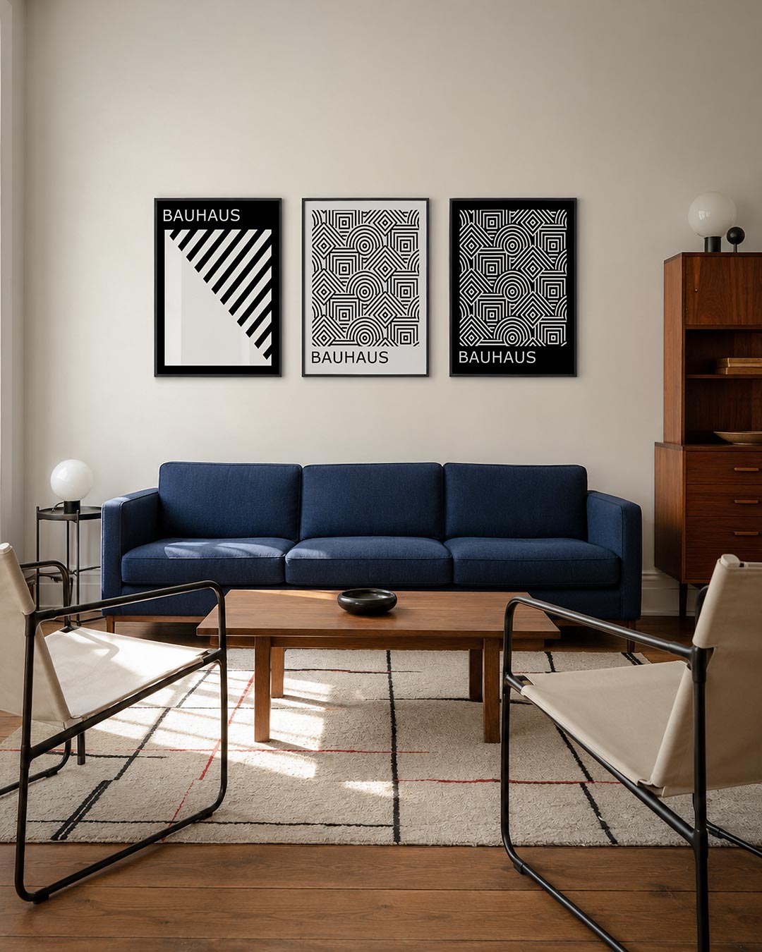 Zwart wit lijnen Posterset