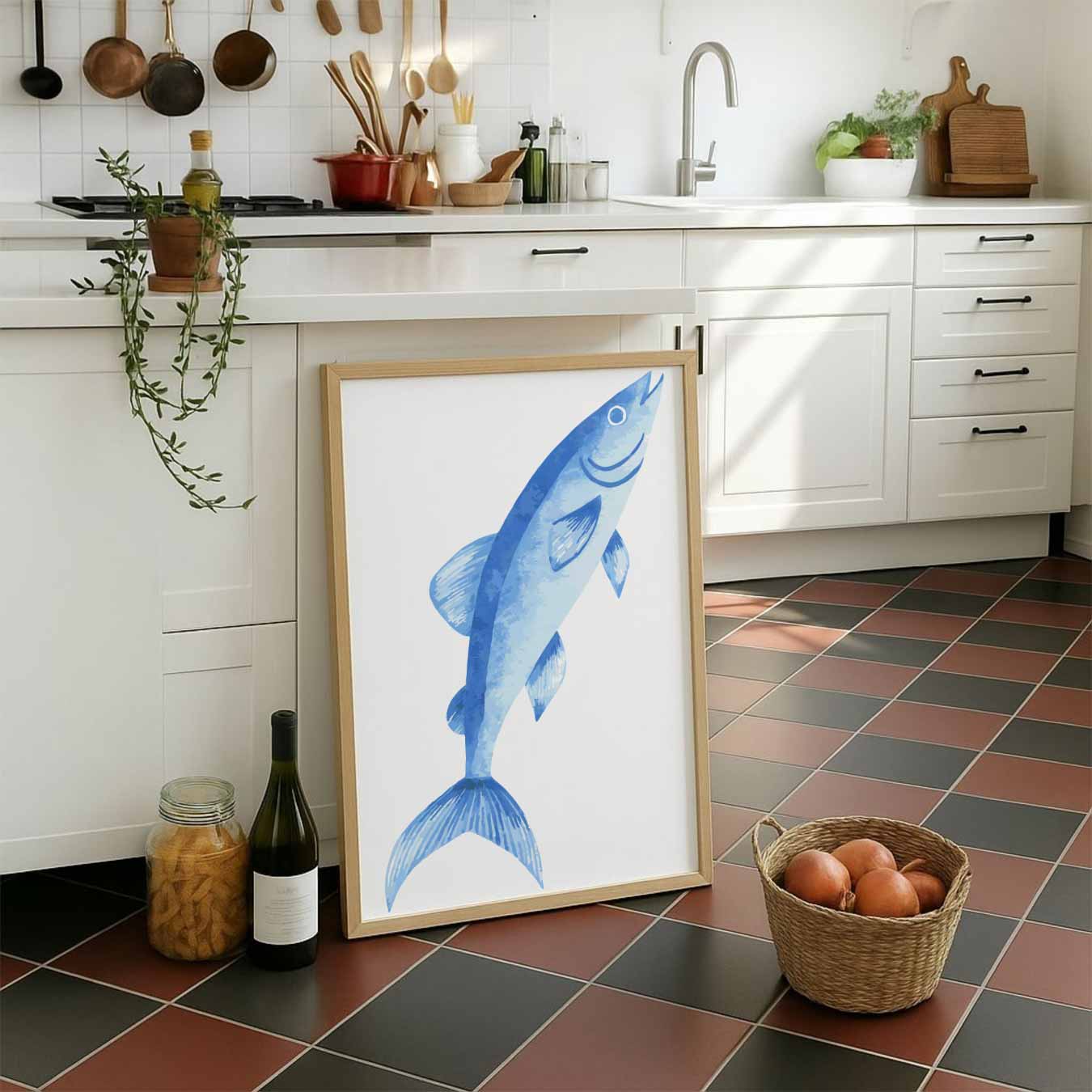Stijlvolle Vis Illustratie Poster-WallArtistic