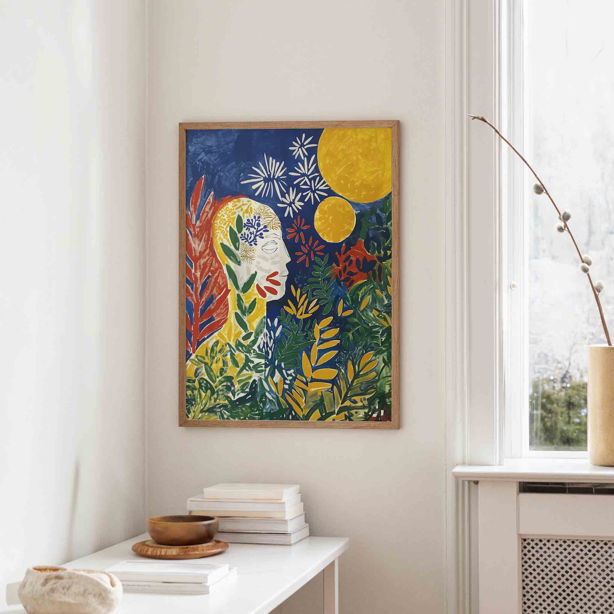 Figuur met bladeren Poster