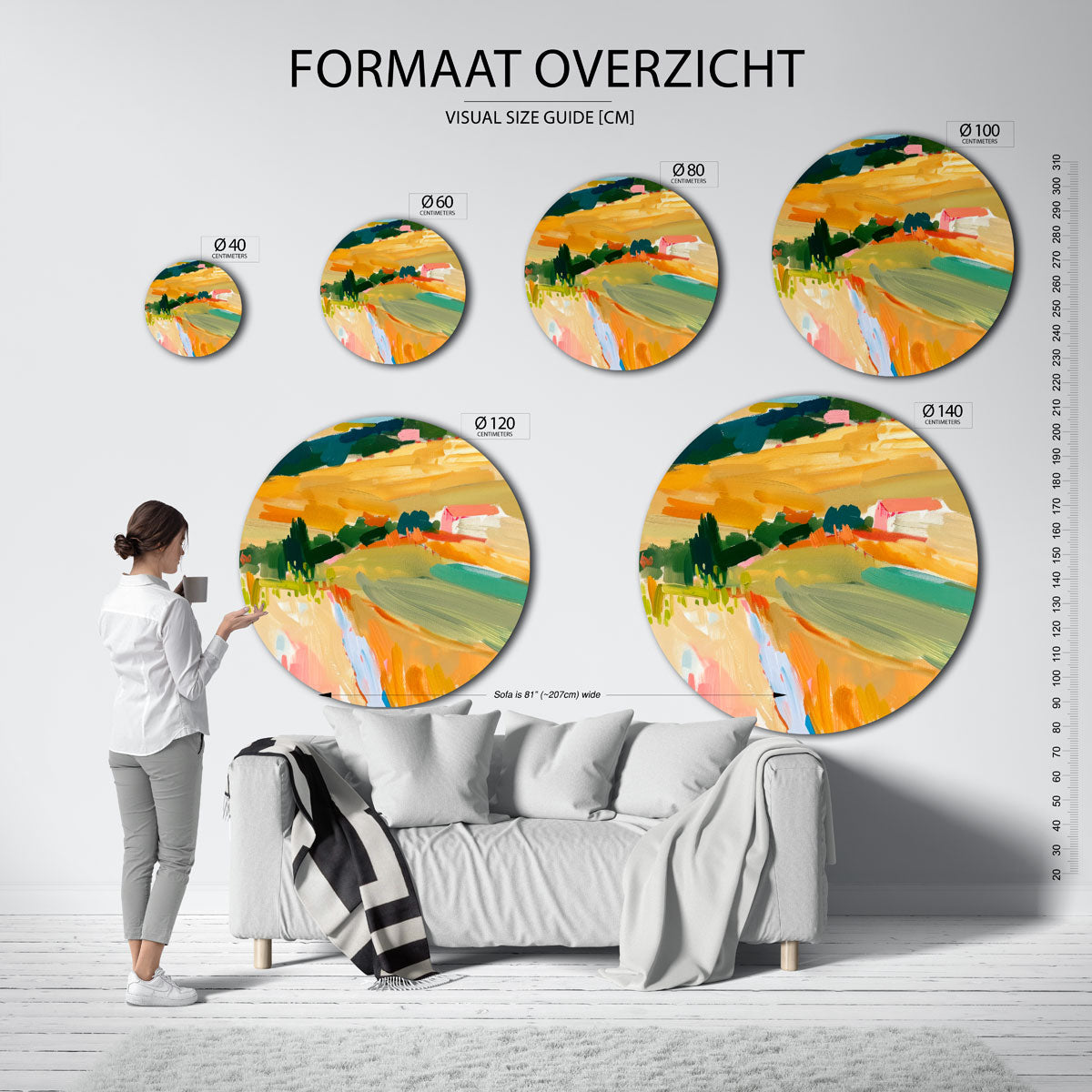 Landschap in warme tinten Muurcirkel