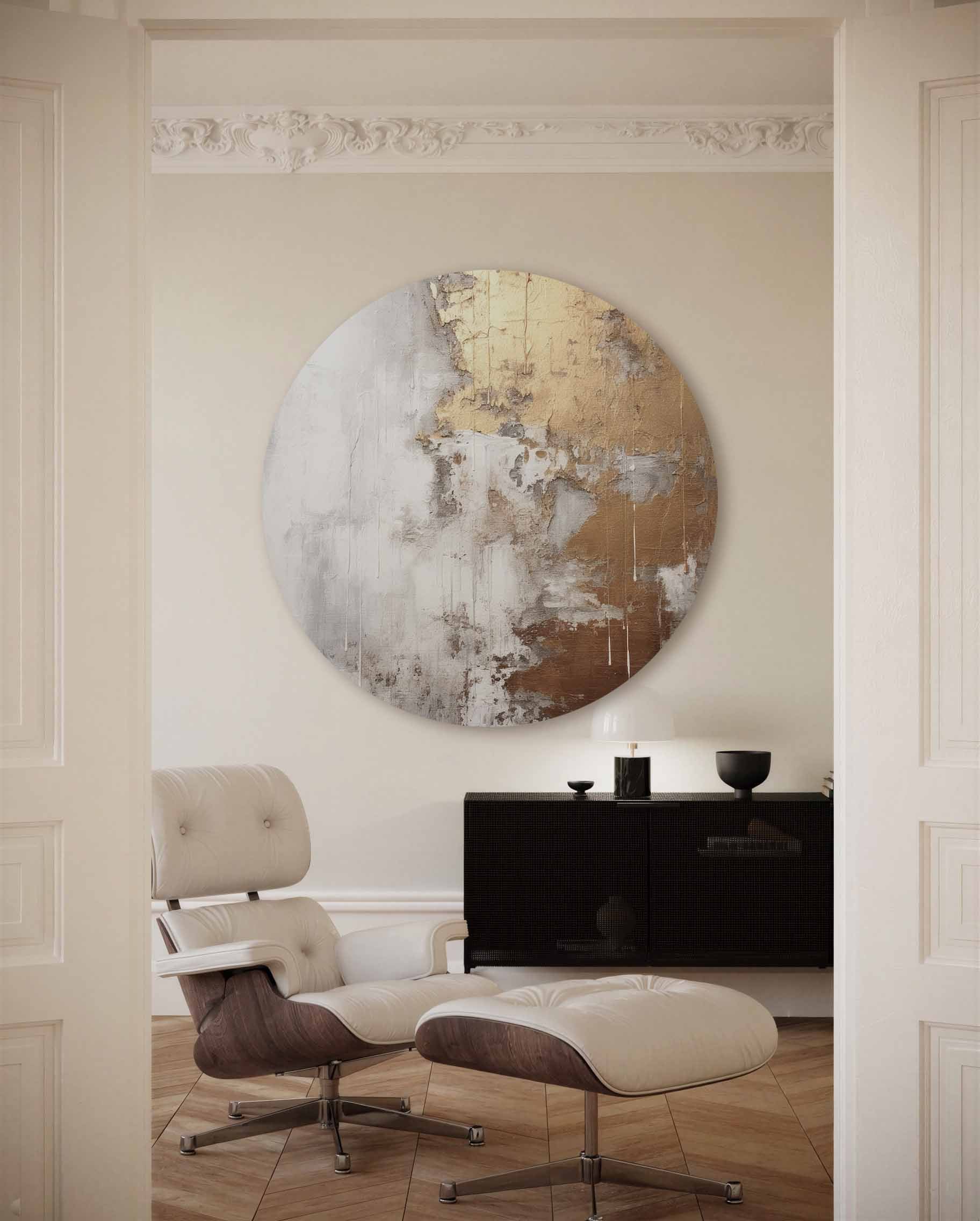 Goud en beige textuur Muurcirkel